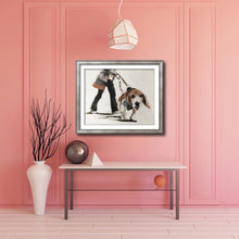 Load image into Gallery viewer, Dog walking human - Painting  - Dog art - Dog Print - Fine Art - from original oil painting by James Coates
