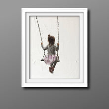 Load image into Gallery viewer, Girl swinging Painting - Poster - Wall art - Canvas Print - Fine Art - from original oil painting by James Coates
