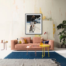Load image into Gallery viewer, Woman cycling Painting, cycling poster, Wall art, Canvas Print, Fine Art - from original oil painting by James Coates
