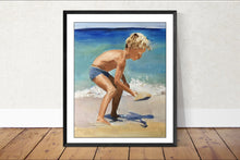 Load image into Gallery viewer, Child on beach Painting, Poster, Wall art , Print, Fine Art - from original oil painting by James Coates
