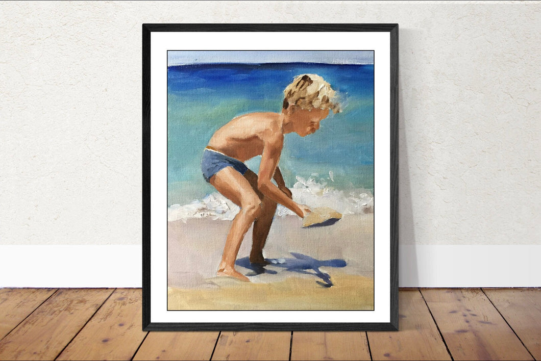 Child on beach Painting, Poster, Wall art , Print, Fine Art - from original oil painting by James Coates