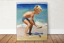 Load image into Gallery viewer, Child on beach Painting, Poster, Wall art , Print, Fine Art - from original oil painting by James Coates
