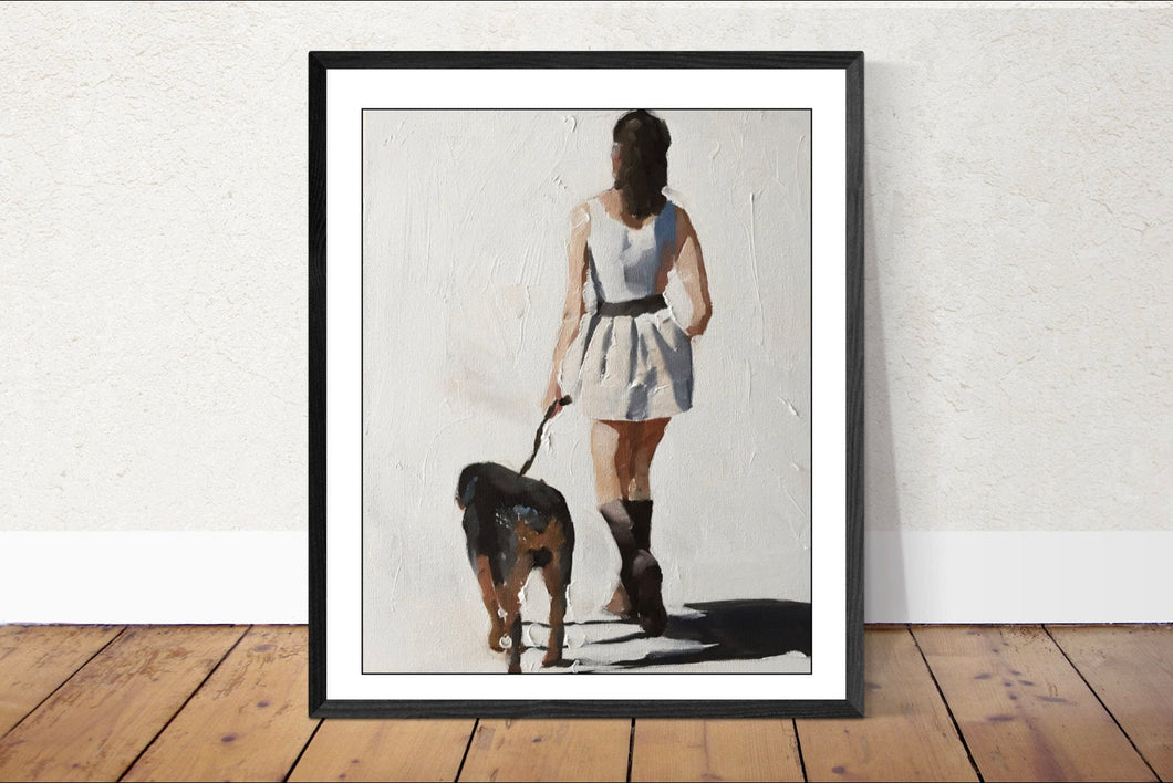 Girl and dog Painting, woman art, dog Poster, Print, Fine Art - from original oil painting by James Coates