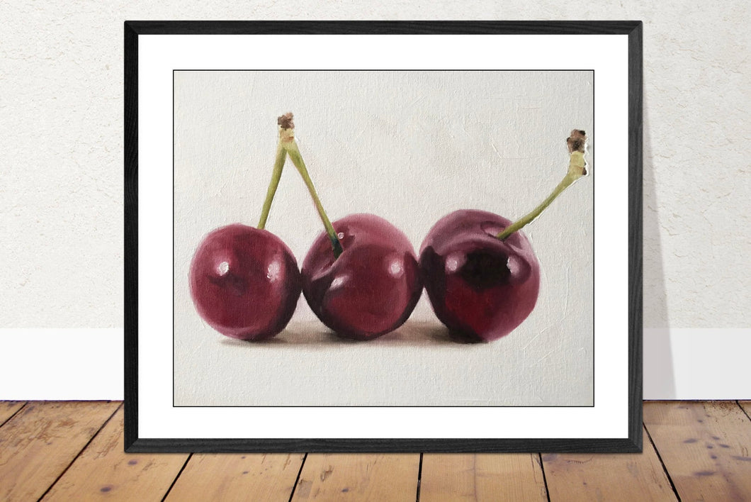Cherries Painting - Still life art  -  Canvas and Paper Prints - Fine Art  from original oil painting by James Coates