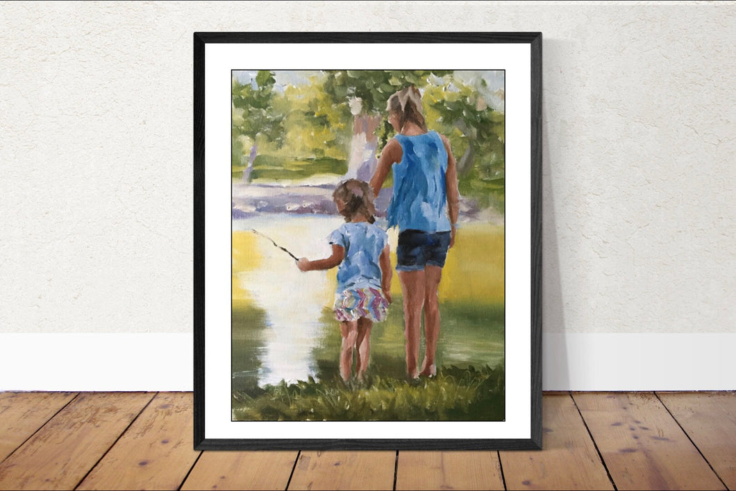 Little Girls by the water Painting, Prints, Canvas, Posters, Originals, Commissions, Fine Art - from original oil painting by James Coates