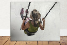 Load image into Gallery viewer, Girl swinging Painting, Prints,  Canvas, Posters, Originals, Commissions - Fine Art - from original oil painting by James Coates
