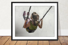 Load image into Gallery viewer, Girl swinging Painting, Prints,  Canvas, Posters, Originals, Commissions - Fine Art - from original oil painting by James Coates
