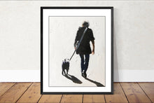 Load image into Gallery viewer, Walking the dog Painting, Prints, Canvas, Posters, Originals, Commissions, Fine Art - from original oil painting by James Coates
