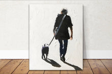 Load image into Gallery viewer, Walking the dog Painting, Prints, Canvas, Posters, Originals, Commissions, Fine Art - from original oil painting by James Coates
