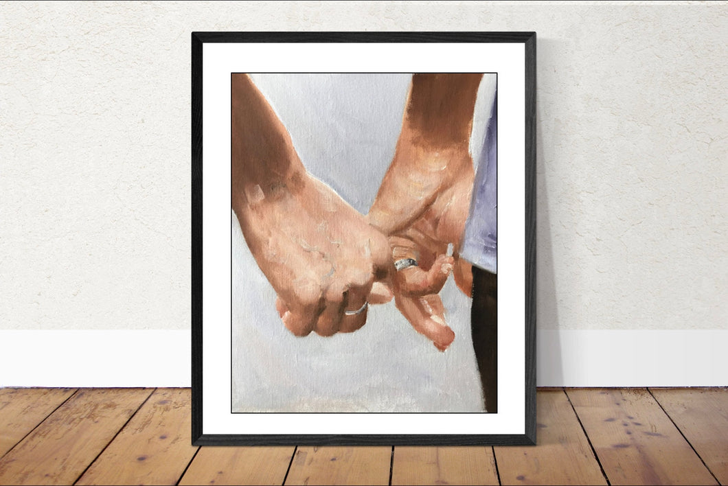 Love Painting, Holding hands Poster, couple Wall art , Canvas Print , Fine Art - from original oil painting by James Coates