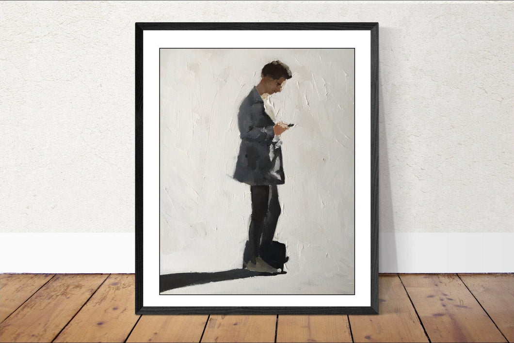 Man Waiting Painting, Prints, Posters, Originals, Commissions, Fine Art - from original oil painting by James Coates