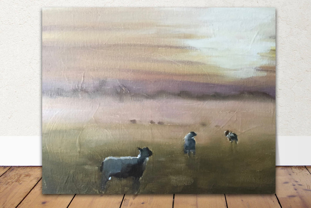 Sheep in field Painting, Prints, Poster, Canvas, Originals, Commissions, Fine Art - from original oil painting by James Coates