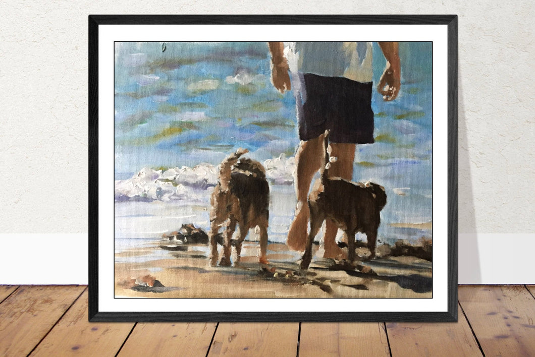 Beach Dog Painting - Dog art - Dog Print - Fine Art - from original oil painting by James Coates