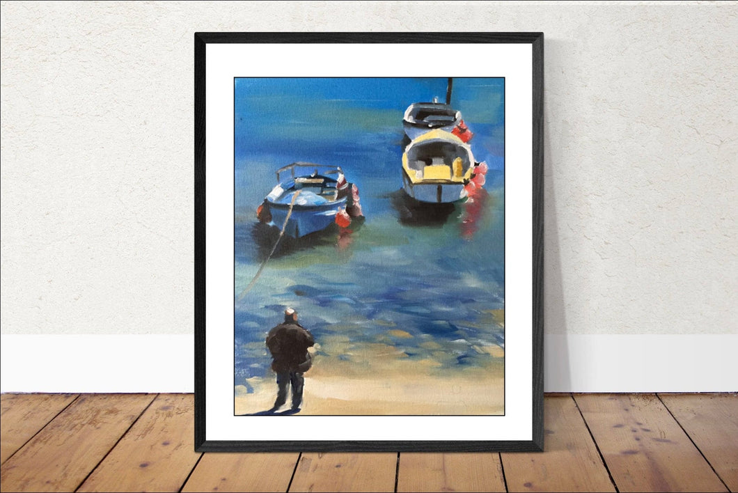 Boats Painting, Beach art, Beach Prints, Fine Art - from original oil painting by James Coates