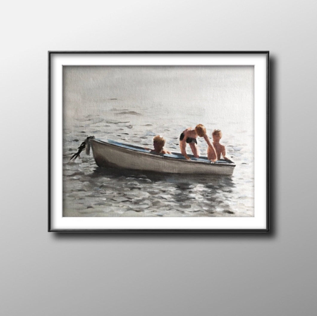 Children on beach Painting ,Beach art ,Beach Prints ,Fine Art, from original oil painting by James Coates