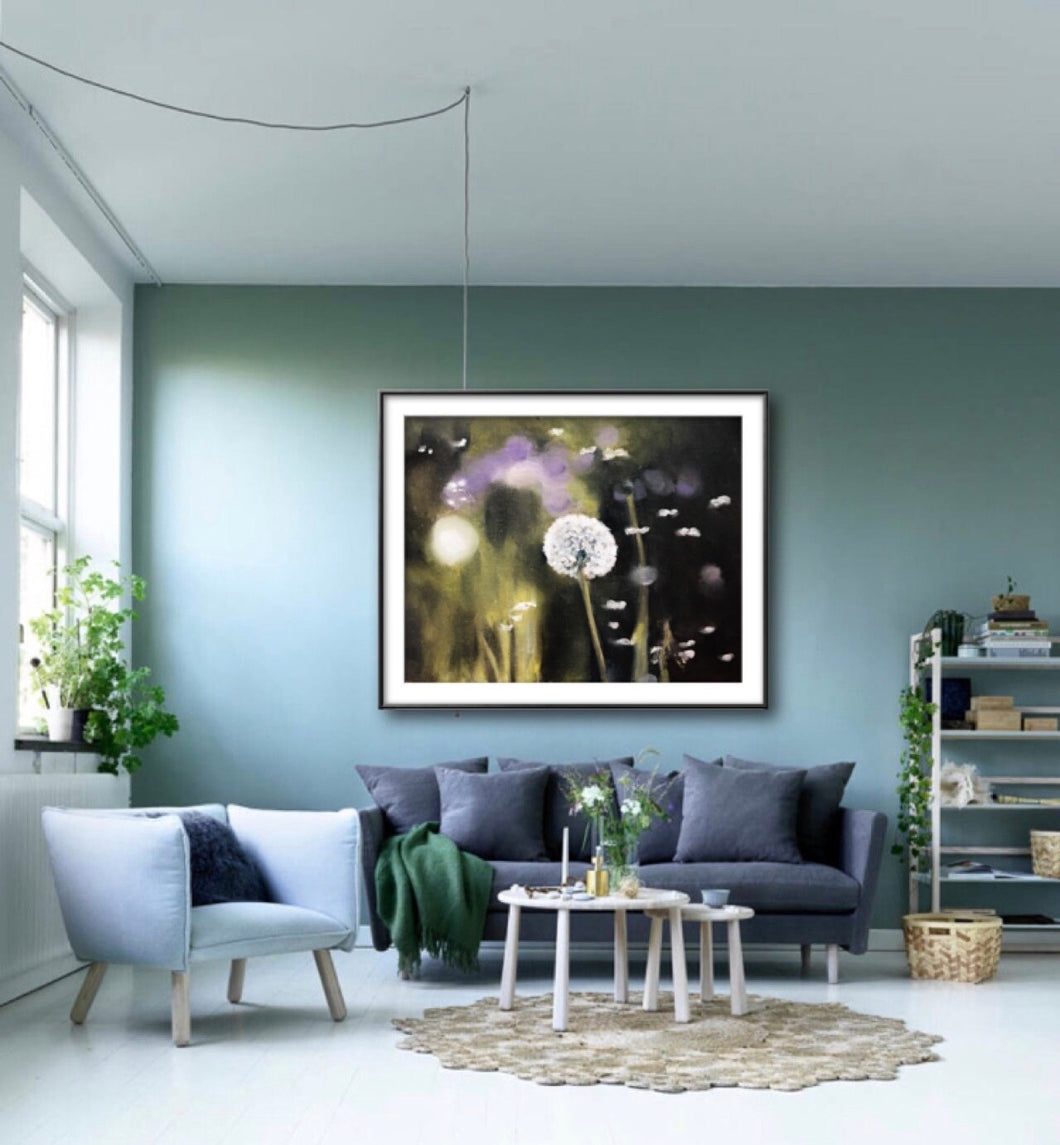 Dandelion Flower Painting - Still life art - Canvas and Paper Prints - Fine Art - from original oil painting by James Coates