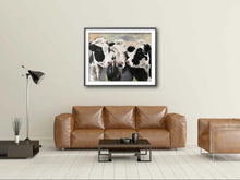 Load image into Gallery viewer, 3 Black and White Cows Painting, Prints, Canvas, Posters, Commissions, Fine Art - from original oil painting by James Coates
