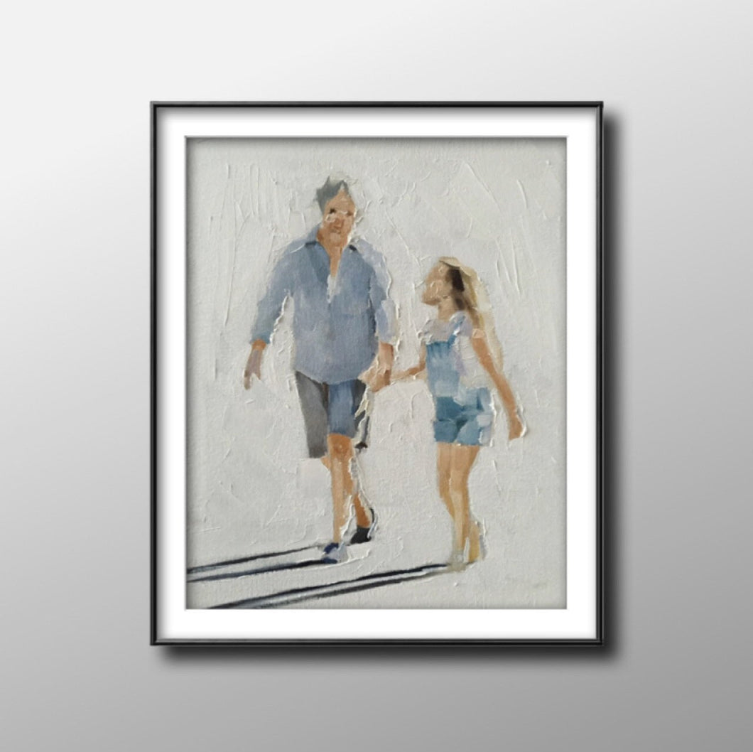 Daddy and daughter - Painting -Wall art - Canvas Print - Fine Art - from original oil painting by James Coates