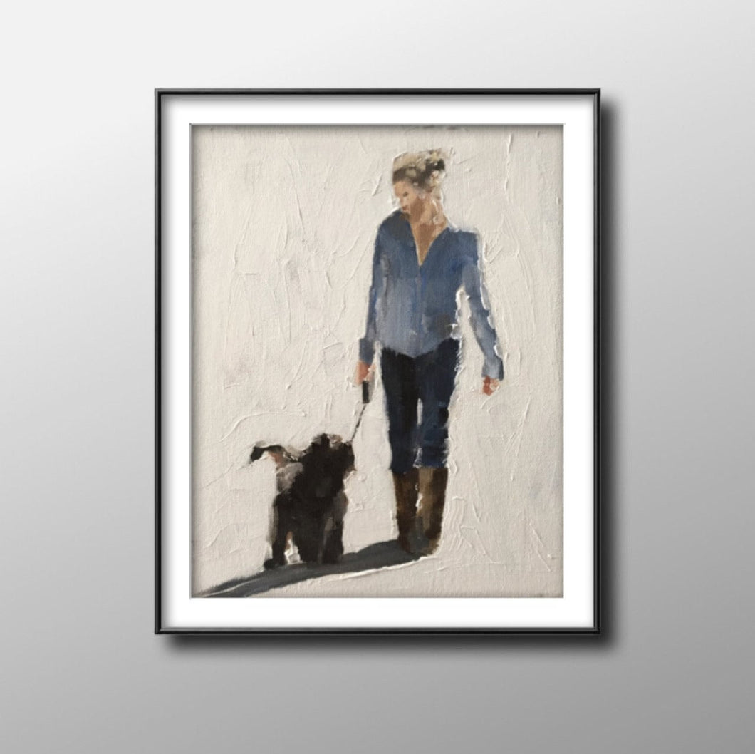 Dog Painting, walking Dog art, Dog Print, Fine Art - from original oil painting by James Coates