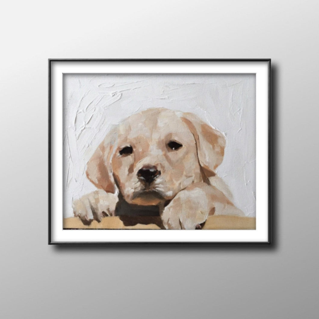 Labrador Puppy Painting, PRINT, Canvas, Dog art,  Fine Art - from original oil painting by James Coates