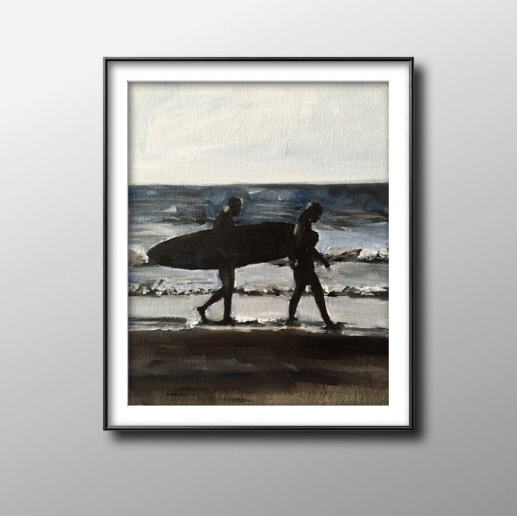 Surfers Painting, PRINTS, Canvas, Poster, Commissions, Fine Art - from original oil painting by James Coates