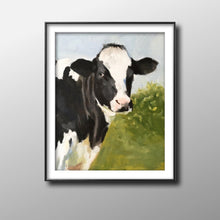Load image into Gallery viewer, Black and White Cow Painting, PRINTS, Canvas, Commission, Fine Art - from original oil painting by James Coates
