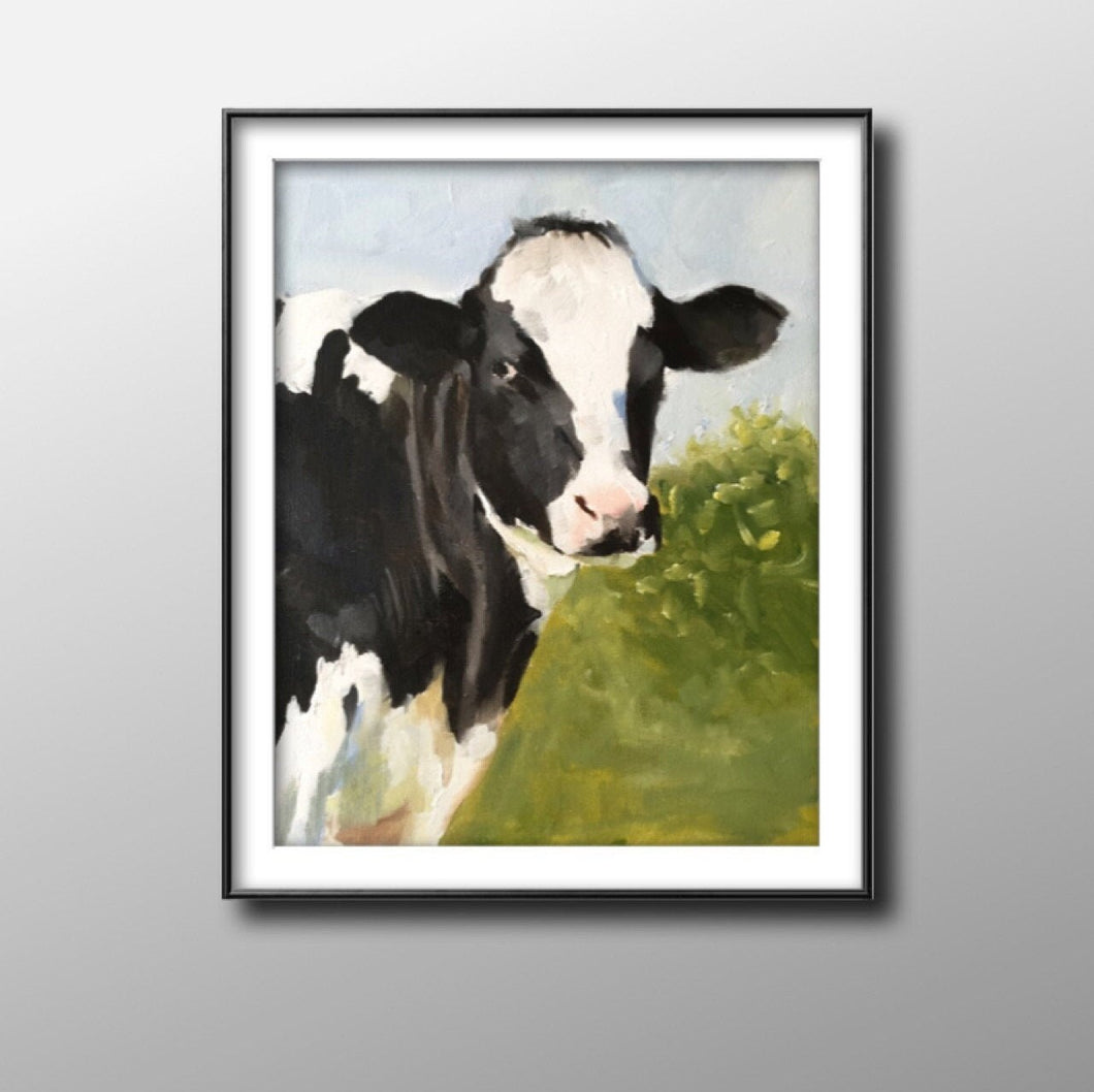 Black and White Cow Painting, PRINTS, Canvas, Commission, Fine Art - from original oil painting by James Coates