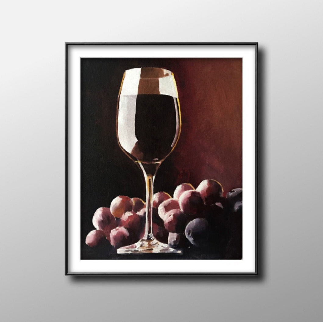 Wine Painting - Food art - Canvas and Paper Prints - Fine Art from original oil painting by James Coates