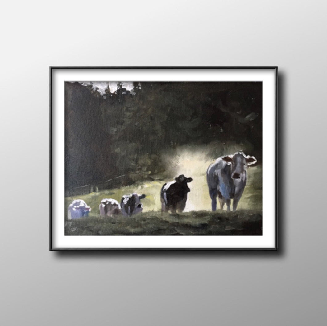 Cows Painting, cow art , Cow Print ,Fine Art - from original oil painting by James Coates