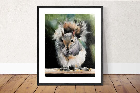 Squirrel Painting, Squirrel Poster ,animal Wall art, animal Canvas Print, Fine Art - from original oil painting by James Coates