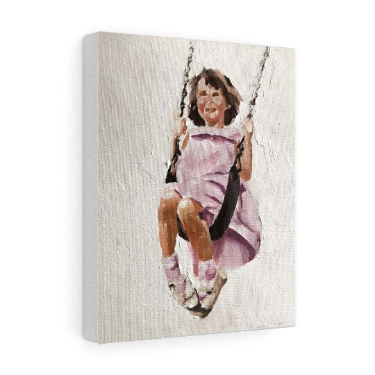 Girl on swing Painting, PRINTS, Canvas,Poster, Commissions, Fine Art, from original oil painting by James Coates