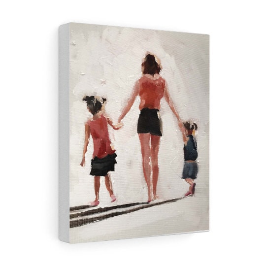 Family walking Painting, Family Wall art, Family Canvas Print, Family Fine Art ,  from original oil painting by James Coates