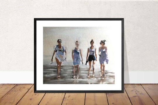 Friends Painting , women Wall art, Beach Canvas Print, Fine Art - from original oil painting by James Coates