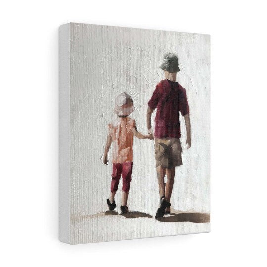 Family walking Painting, Family Wall art, Family Canvas Print, Family Fine Art ,  from original oil painting by James Coates