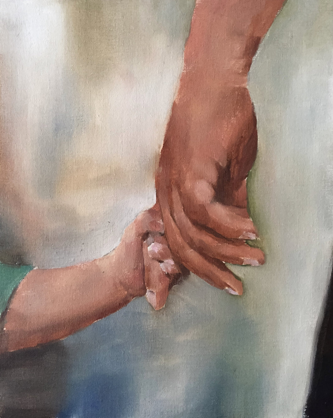 Holding hands Painting, Love Wall art, Canvas Print, Fine Art - from original oil painting by James Coates