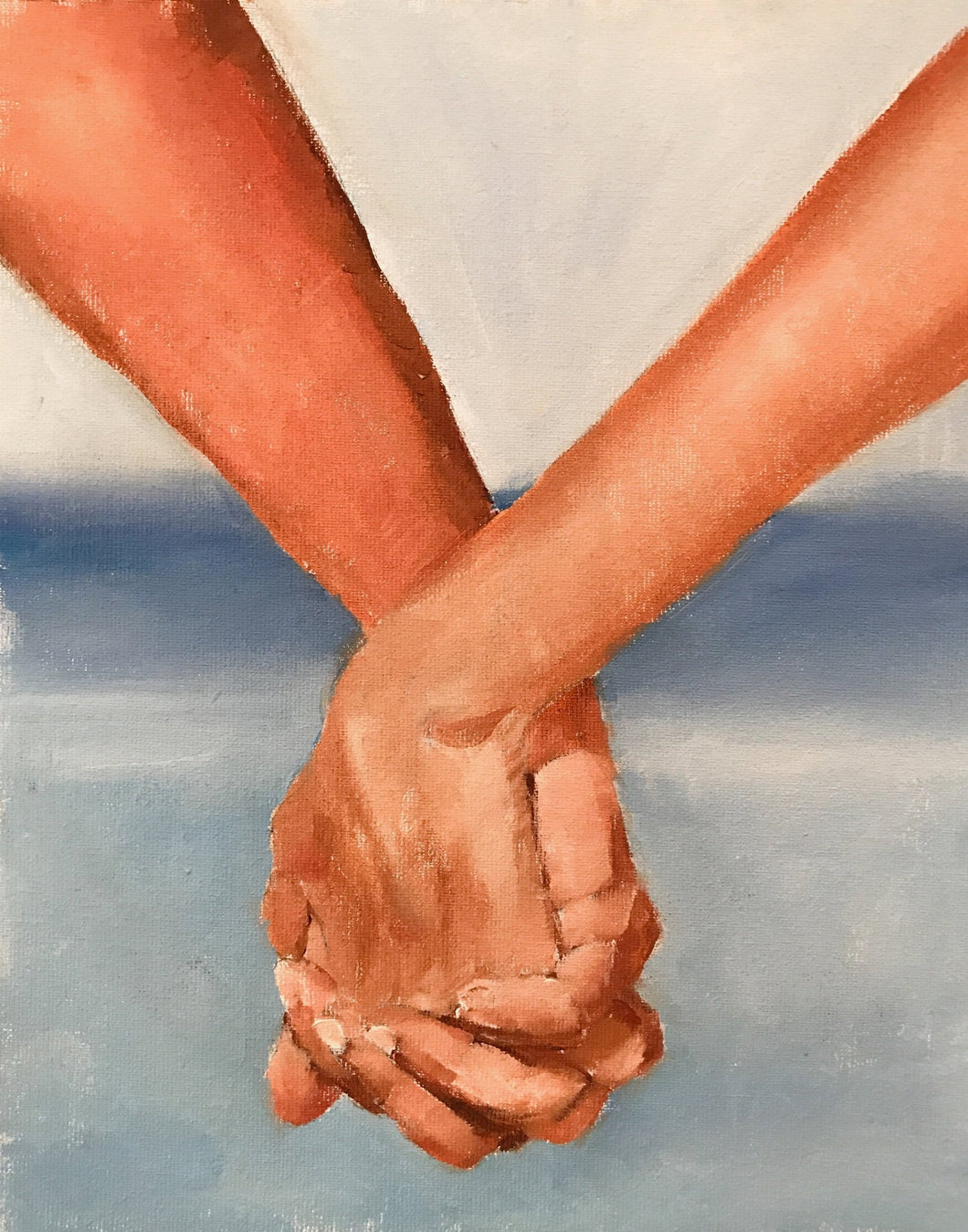 Holding hands Painting, love Wall art, Canvas Print, Fine Art - from original oil painting by James Coates