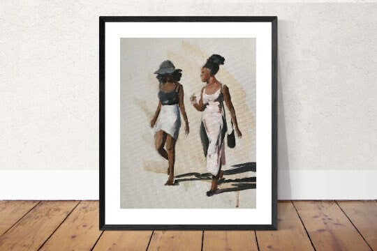 Friends Painting , women Wall art, Beach Canvas Print, Fine Art - from original oil painting by James Coates