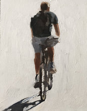 Load image into Gallery viewer, Man cycling -Bicycle Painting - Cycling art - Cycling Poster - Cycling Print - Fine Art - from original oil painting by James Coates
