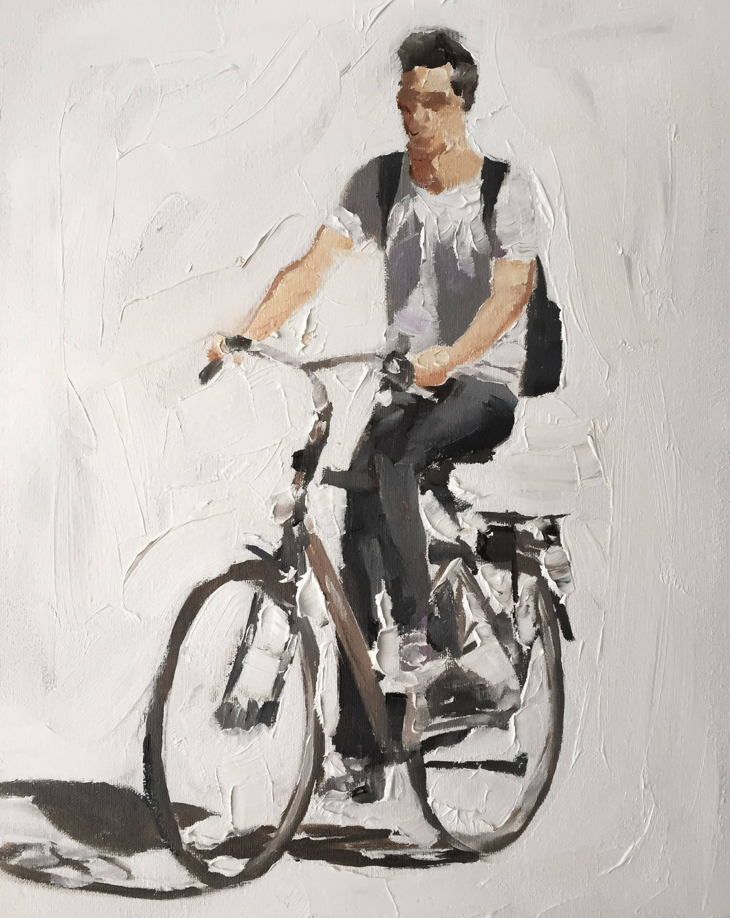 Man -Bicycle Painting - Cycling art - Cycling Poster - Cycling Print - Fine Art - from original oil painting by James Coates