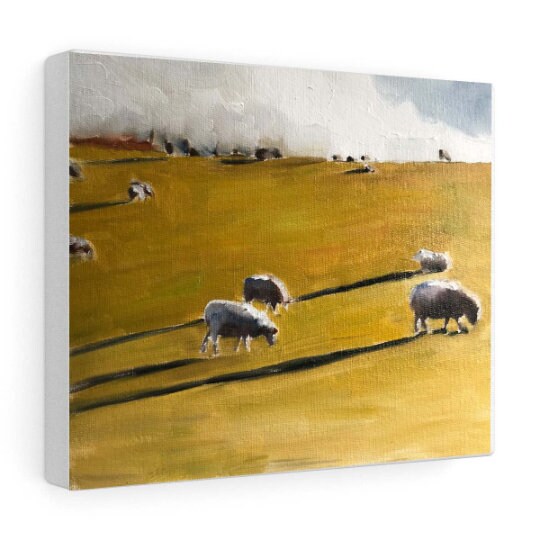 Sheep in field Painting, Poster, Wall art, Prints, commissions,  Fine Art  from original oil painting by James Coates