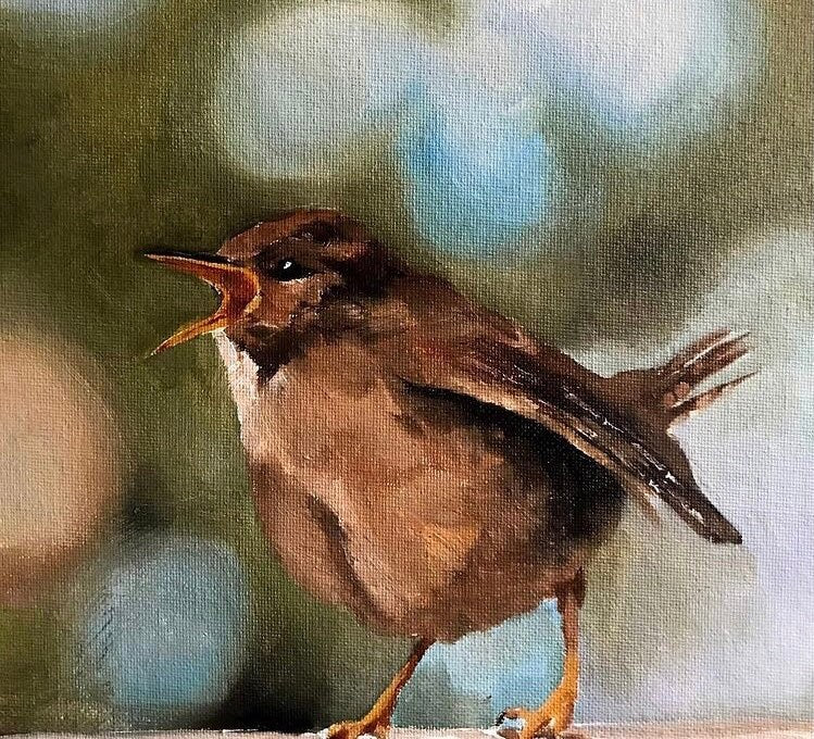 Singing bird Painting, Bird Poster , Bird Wall art, Bird Canvas, bird Print , Fine Art - from original oil painting by James Coates
