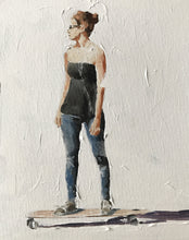 Load image into Gallery viewer, Woman on skateboard Painting, PRINTS, Canvas, Posters, Commissions, Fine Art - from original oil painting by James Coates
