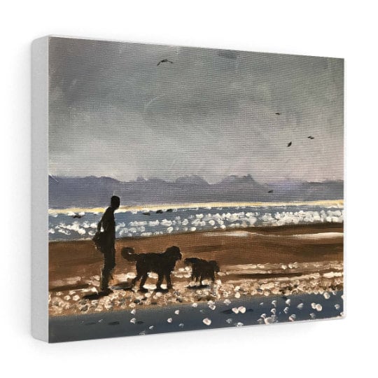 Dogs on beach Painting, PRINTS, Canvas, Posters, Commissions, Fine Art - from original oil painting by James Coates