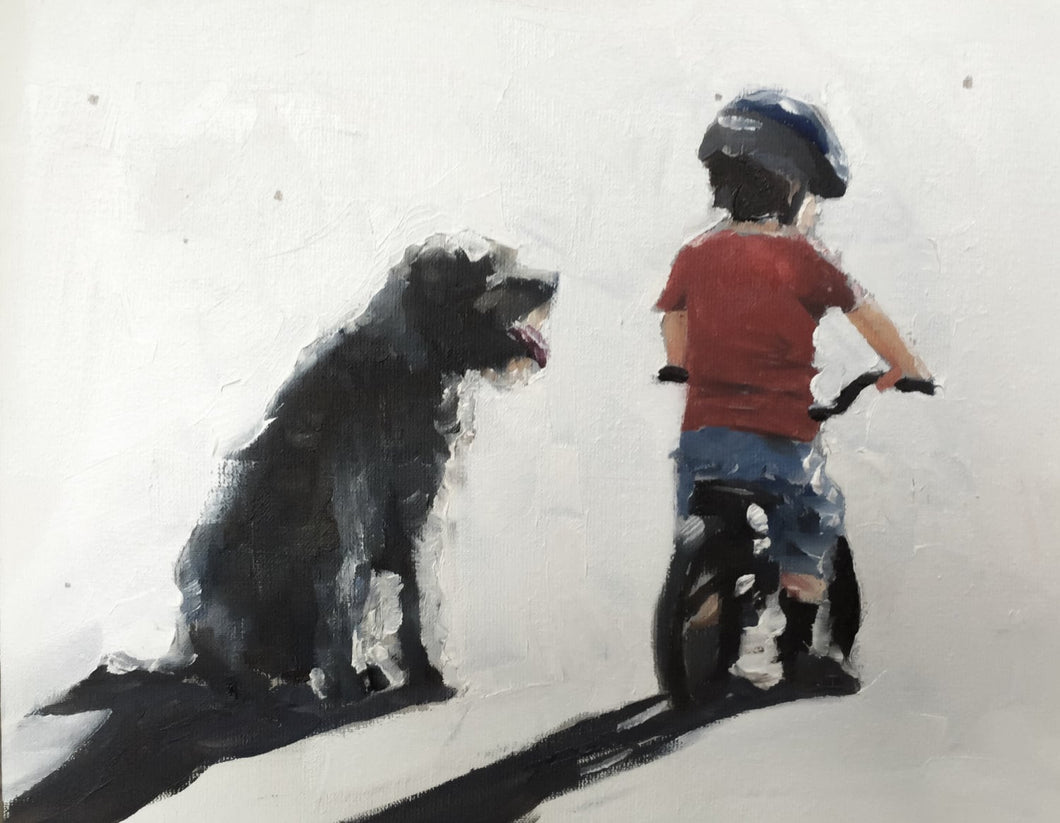 Boy and Dog Painting, Poster, Prints, Originals, Commissions,  Fine Art - from original oil painting by James Coates